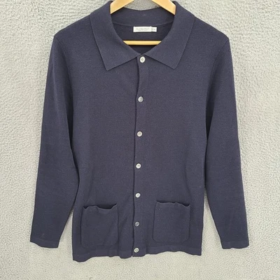 Suéter Polo Suitsupply Para Hombre Mediano Negro Merino Manga Larga Cárdigan Foto 1 de 4