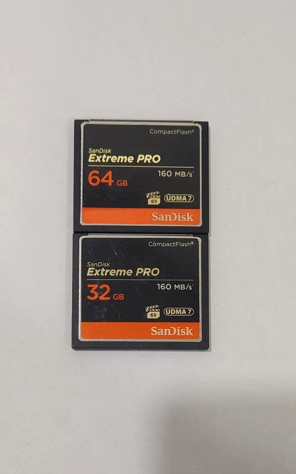 2-Pack SanDisk ExtremePro 64 & 32GB CF memory card 160MB/s - Image 1 of 1