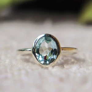 BLAUTOPAS NATÜRLICHER EDELSTEIN 925 STERLINGSILBER HANDARBEIT SCHMUCK RING 3 BIS 12 - Bild 1 von 7