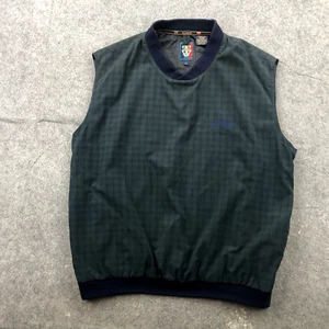 VTG Sunice Pullover Mens Large Green Plaid Golf Windbreaker Sleeveless Gray Hawk - Picture 1 of 10