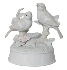 Porcelain Musical Doves, Turns, Glazed, 1989 Vintage Arnart - Picture 1 of 10