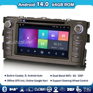 8 Core Android 14 Car Stereo Toyota Auris Sat Nav CarPlay DAB+DSP DVD Bluetooth FM - Picture 1 of 15