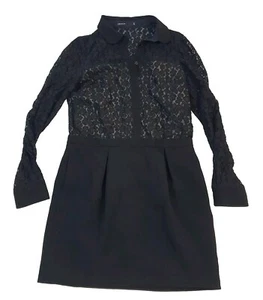 Vestido Karen Millen Negro Estampado Leopardo Encaje Abotonado Talla UK 10 - Imagen 1 de 12