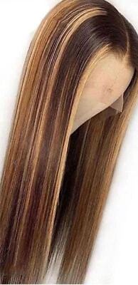 100%human virgin hair 4/27highlight straight 180 density 26”10A grade 13x4 lace - Image 1 of 4