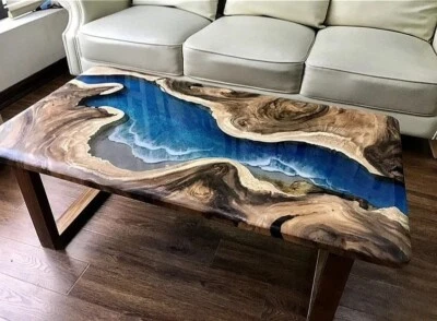 Custom Order Epoxy Resin Table Custom Table Ocean Design Wood Resin Coffee Table - Image 1 of 4