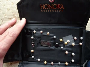 Honora Illusion Pearl Necklace Pink and White in Silk Wallet New - Picture 1 of 7