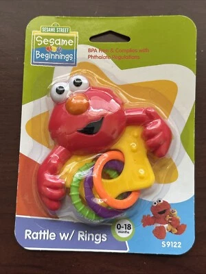 Elmo Baby Rattle Sesame Street with Rings New - Image 1 of 4