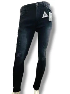 Mens Slim Fit Jeans Denim Branded Distressed Stretchy Pants New Ripped Trousers - Picture 1 of 7