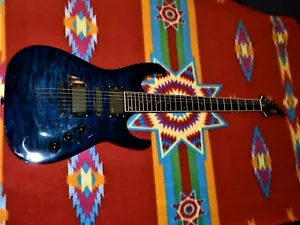 Agile Baritone Electric Guitar 3500 Ebony fretboard EMG 85 Blue flame Rare Metal - Picture 1 of 12