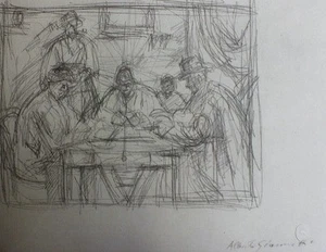 Alberto Giacometti Photoengraving Copia dai Giuocatori di Carte 1963 Excellent - Bild 1 von 1