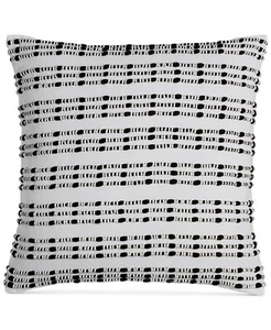 Hotel Collection 100% Linen Striped 18" Decorative Pillow - Black / White - Picture 1 of 2