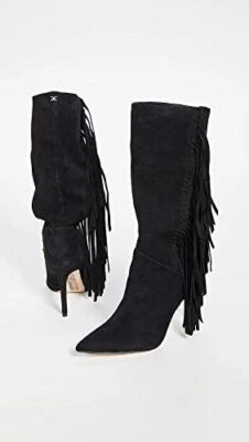 NUEVAS Botas Sam Edelman Fayette Negras Gamuza Flecos Talla 6.5 Foto 1 de 4