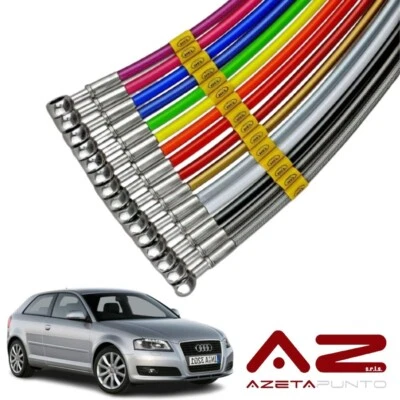 tubi freno in treccia auto aereonautica su misura per audi a3 8p 1.8 2.0 TFSi - Immagine 1 di 4