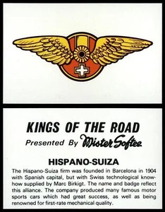 Hispano-Suiza - Kings Of The Road 1977 Mister Softee Card - Picture 1 of 1