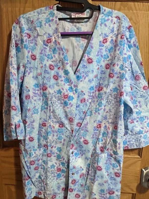 Chaqueta exfoliante Cherokee de colección para damas talla XS azul floral uniforme de enfermería médica Foto 1 de 4