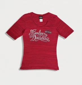 WOMEN RED HARLEY DAVIDSON MOTORCYCLES TUSCALOOSA, AL SLEEVED TOP - SIZE M - Picture 1 of 5