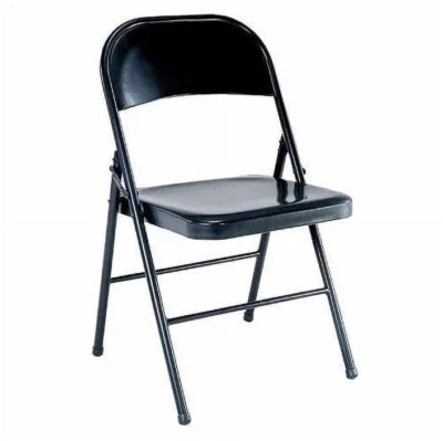 All-Steel Metal Folding Chair, Double Braced, Black - Image 1 of 4