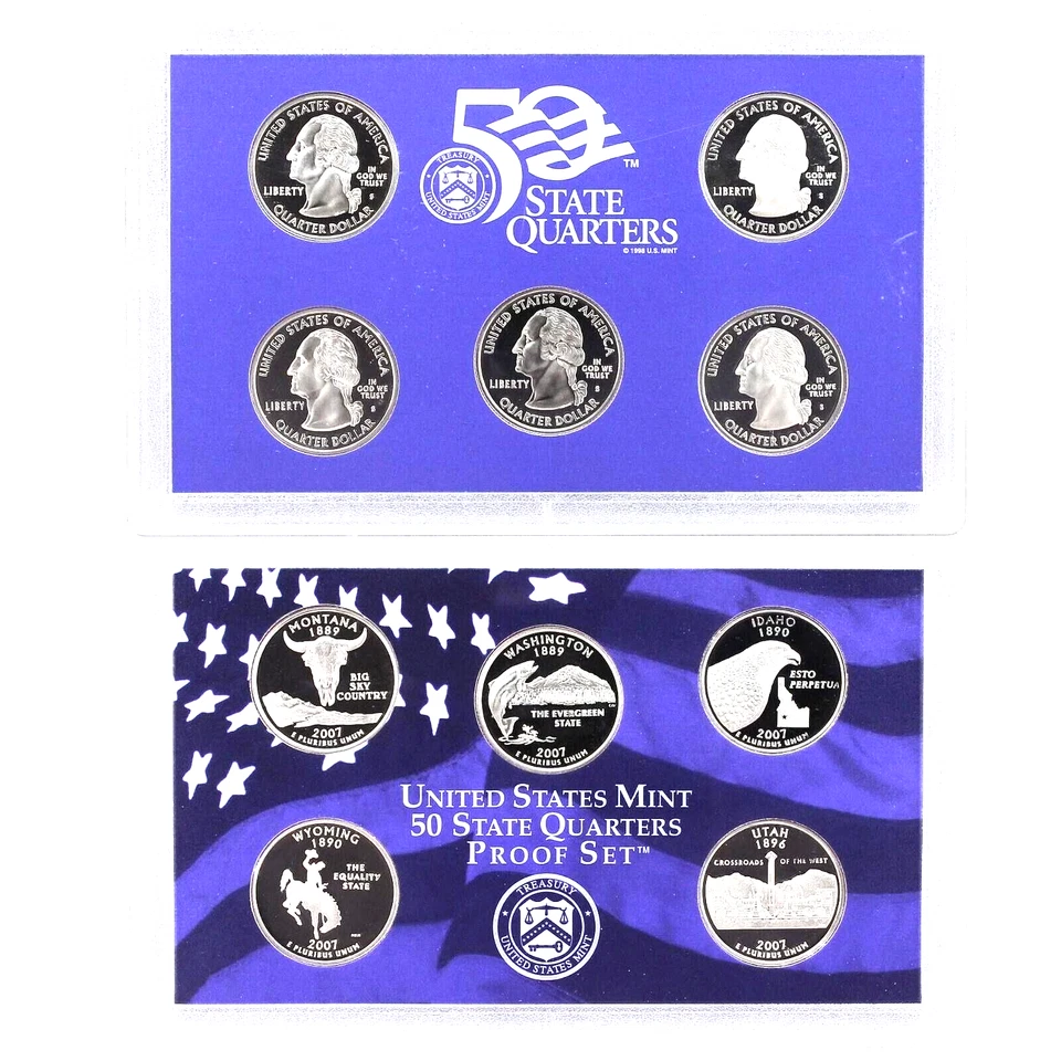 2007 S Proof State Quarter Set Gem  DCam NO Box & COA 5 Coins CN-Clad - Image 1 of 1