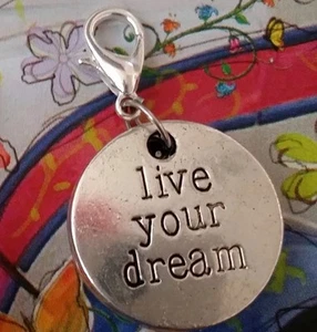Medallón Redondo VIVE TU SUEÑO Colgante de plata Clip Charm Healing Word colgante 1 " - Imagen 1 de 1