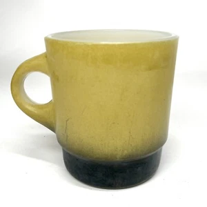 Vintage Anchor Hocking Fire King Coffee Mug Olive Green Black Stackable Cup - Picture 1 of 8
