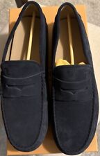 Tod's Suede Penny Loafers Men's  Us Sz 10.5  Navy Blue Shoes Made In Italy