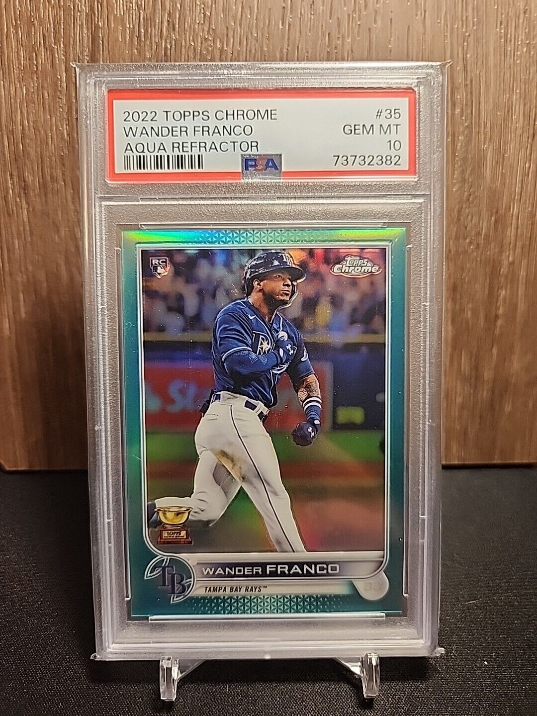 2022 Topps Chrome Wander Franco #35 Aqua Refractor 33/199 RC Rays PSA 10