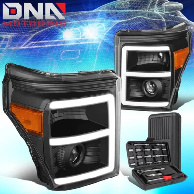PARA 2011-2016 F250/F350/F450 LED DRL TUBO NEGRO ÁMBAR PROYECTOR FAROS+HERRAMIENTAS Foto 1 de 4