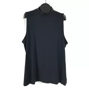 Lands' End Sleeveless Mock Neck Tank Top Women's Plus 3X / 24W-26W Black Knit - Picture 1 of 11