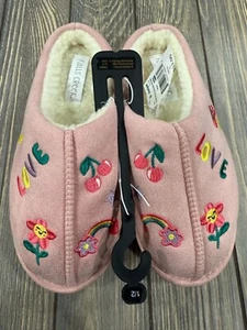 Falls Creek Mädchen rosa bestickt Clog Hausschuhe Large 1 2 - Bild 1 von 7