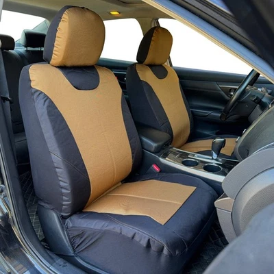 Waterproof Canvas Front Car Seat Covers Tan Black For Hyundai XG300 350 - Image 1 of 4
