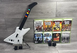 Guitar Hero II-III Xplorer Explorer Controller Rock Band 1 2 Bundle Lot Xbox 360 - Picture 1 of 16