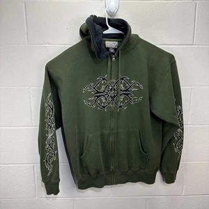 Vintage Sapphire Lounge Tribal Sleeve Hoodie Sweatshirt Full Zip  Men's XXL Y2K - Picture 1 of 18