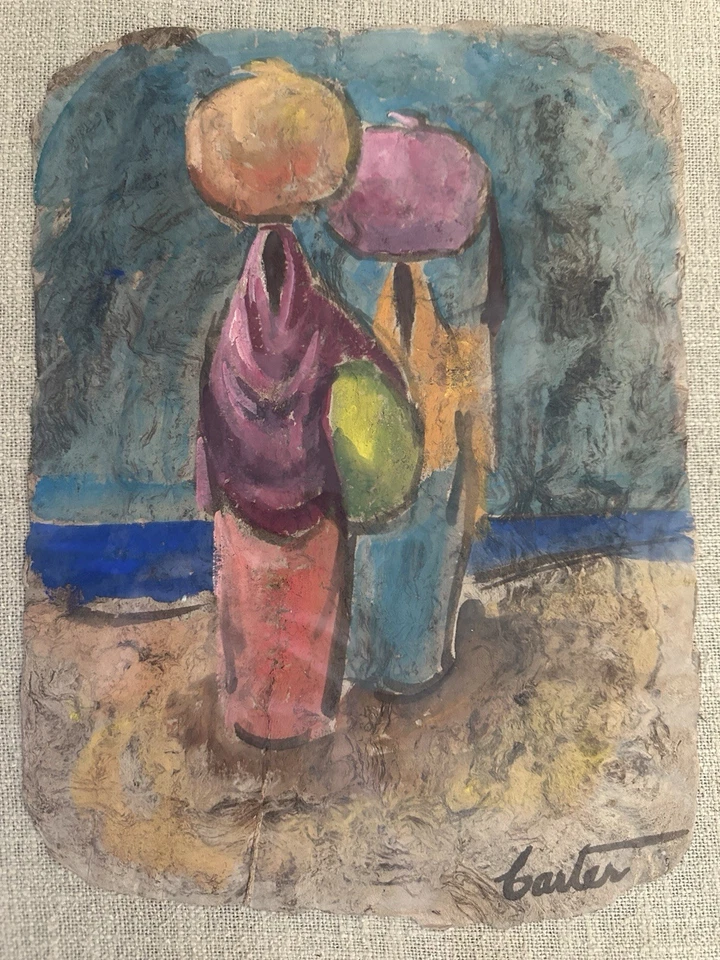 Pintura de acuarela Whitford Carter sobre papel corteza 21 por 17 pulgadas Foto 1 de 4