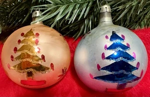 Zwei Vintage Polen Fantasia mundgeblasene 4" Weihnachtsschmuck handbemalt - Bild 1 von 2