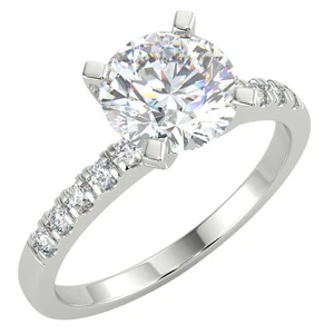 1.01 Ct Round Cut SI1/E Solitaire Pave Diamond Engagement Ring 14K White Gold - Picture 1 of 6