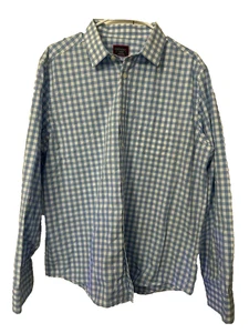 Untuckit coupe slim vichy carreaux boutonné homme XL bleu blanc manches longues - Photo 1/4