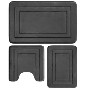 3-tlg Badeset Badgarnitur Badteppich Badematte Dusche WC Vorleger Teppich - Bild 1 von 18