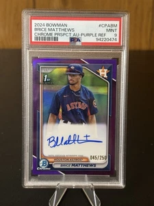2024 Bowman Chrome Brice Matthews 1st Auto Purple Refractor /250 Astros PSA 9 - Bild 1 von 2