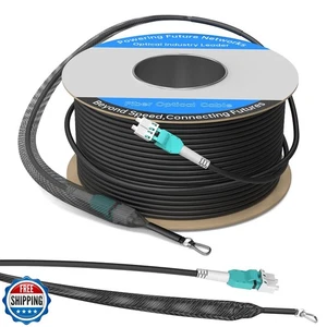 75M/246FT OM3/OM4 LC to LC Outdoor Armored Fiber Optic Patch Cable, Multimode - Picture 1 of 5