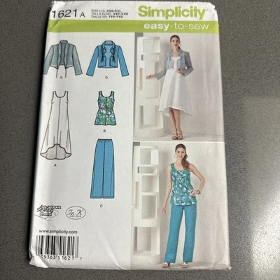Simplicity 1621A Pattern Uncut Asymmetrical Dresses Short Blazer PantTop SZ XXL - Image 1 of 4
