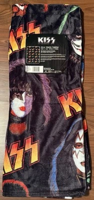RARE KISS BAND BRAVADO PAUL STANLEY GENE SIMMONS PETER ACE FREHLEY THROW BLANKET - Image 1 of 3