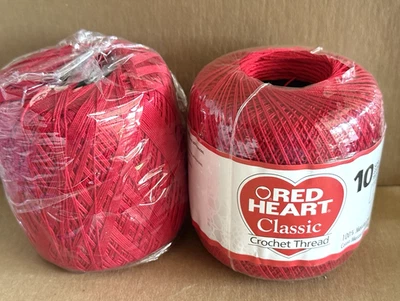 2 Red Heart Classic Crochet Thread 300 Yards each Victory Red  Read - Image 1 of 2