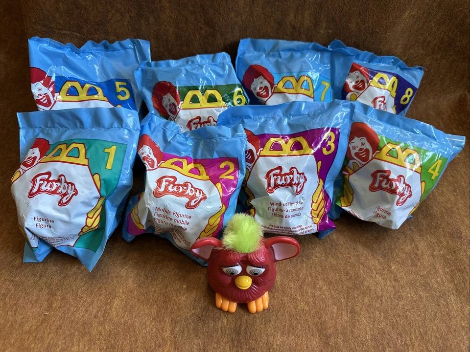 1998 McDonald's Furby Happy Meal Toys (Opaque Blue Bags)- NEW- Complete Set of 8 - Image 1 of 4
