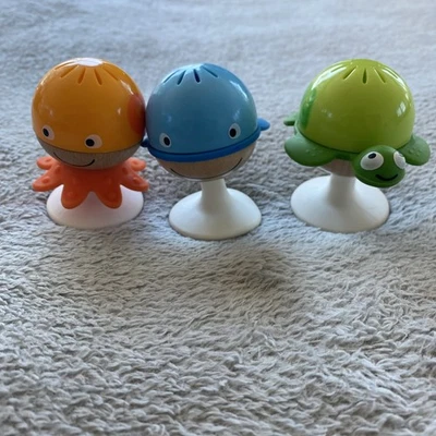 Hape Put-Stay Rattle Set | Three Sea Animal Suction Rattle Toys | Wood, Rubber - Image 1 of 4