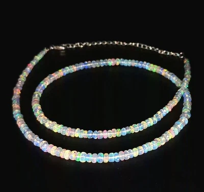 100% натуральный огненный опал простоя Rondelle 3-4 мм драгоценных камней бисер ручной работы ожерелье 18» - Изображение 1 из 4