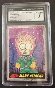 2017 Topps Mars Attacks: Martian 1/1 Nicole Falk boceto automático CGC 7 - Imagen 1 de 2