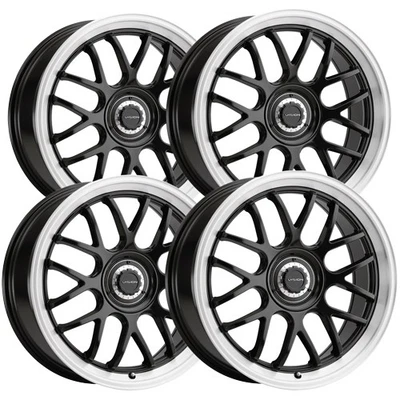 (4) Vision 478 Alpine 16x8 5x108/5x4.5" +38mm Black/Brushed Wheels Rims 16" Inch Foto 1 de 4