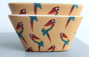 Certified International Paradise Ice Cream Bowls Set of 2 Tropic Parrots Ceramic - Picture 1 of 9