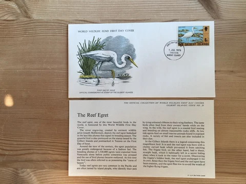 GILBERT ISLANDS 1976 FDC WWF 020 BIRDS REEF EGRET Cover