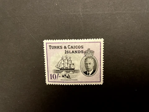 Turks & Caicos Is: 1950 King George VI definitive 10/- MLH Cover